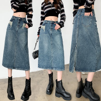 A-line skirt casual slim denim skirt 9