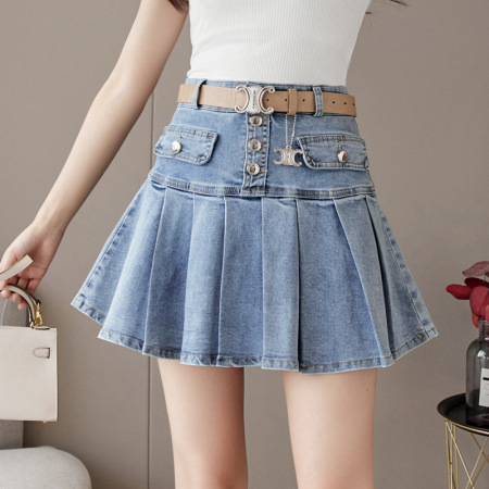 age reducing denim pleated skirt 4