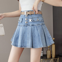 age reducing denim pleated skirt 4