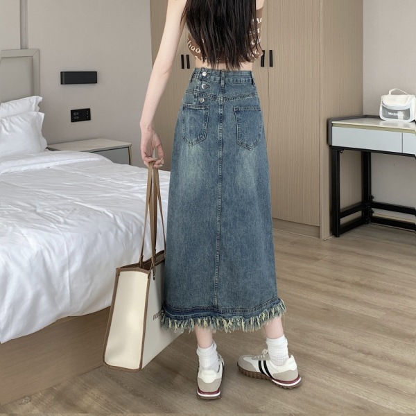 Back Waist Breasted Denim Skirt 18