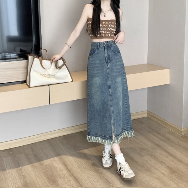 Back Waist Breasted Denim Skirt 18