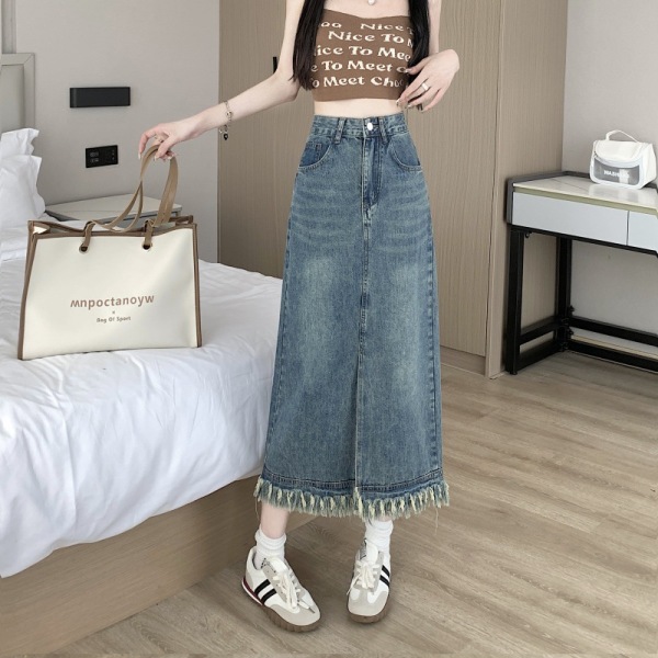 Back Waist Breasted Denim Skirt 18