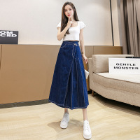 button-up pleated denim skirt 20