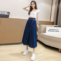 button-up pleated denim skirt 20