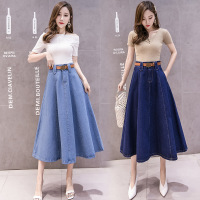 denim solid color swing skirt 15