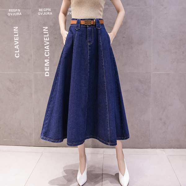 denim solid color swing skirt 15