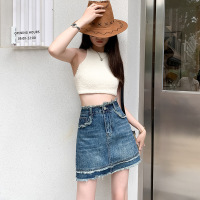 Designer frayed denim skirt 11