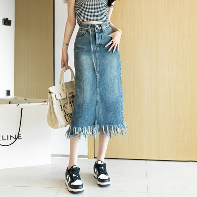 Fringed Denim Skirt 17