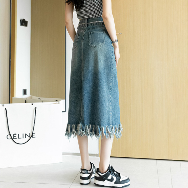 Fringed Denim Skirt 17