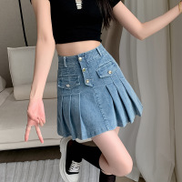 single breasted a-line denim skirt 12