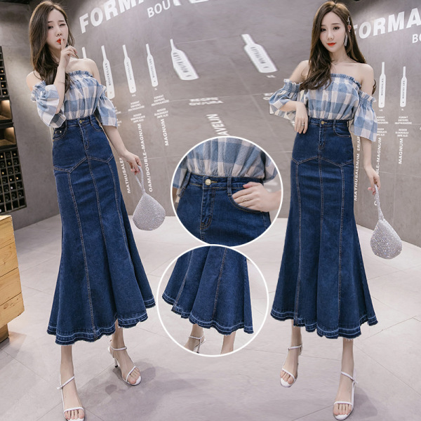 denim mermaid skirt swing skirt 25