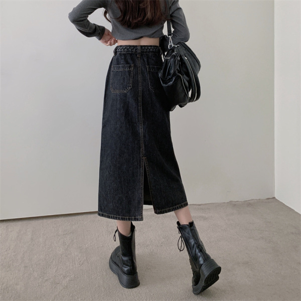 Personalized Twisted Waist Denim Skirt 38