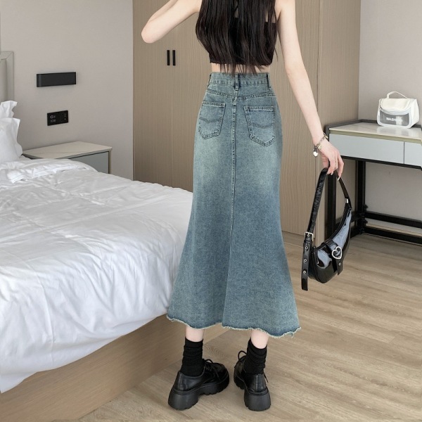 raw edge mid length mermaid skirt 26