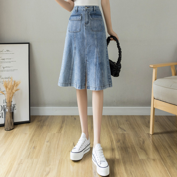 slit vintage denim skirt 47