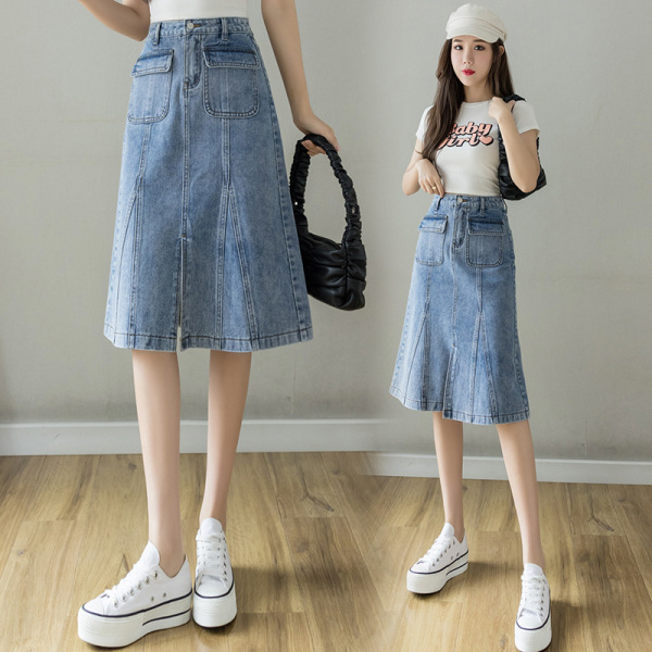 slit vintage denim skirt 47
