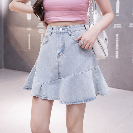 statement ruffled denim skirt 48