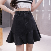 statement ruffled denim skirt 48