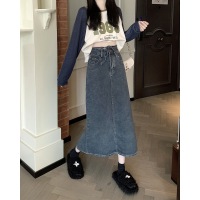 tie mid length denim skirt 30