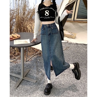 Blue Washed Denim Skirt 54