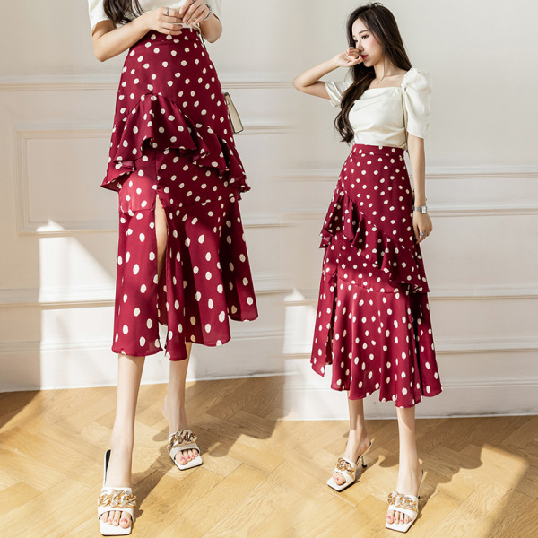 Chiffon ruffle polka dot cake skirt 60