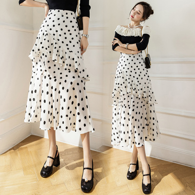 Chiffon ruffle polka dot cake skirt 60