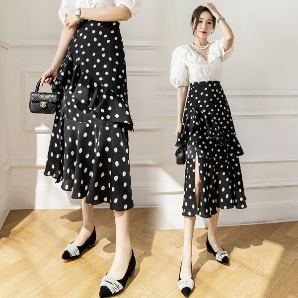 Chiffon ruffle polka dot cake skirt 60