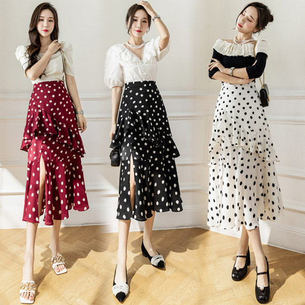 Chiffon ruffle polka dot cake skirt 60
