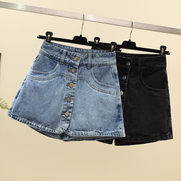high waist hakama denim skirt 66