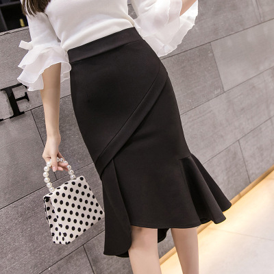 Temperament slim slit lotus leaf skirt 52