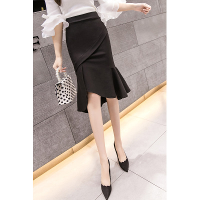 Temperament slim slit lotus leaf skirt 52