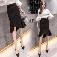 Temperament slim slit lotus leaf skirt 52