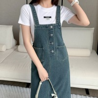 Fat mm denim suspender skirt 81