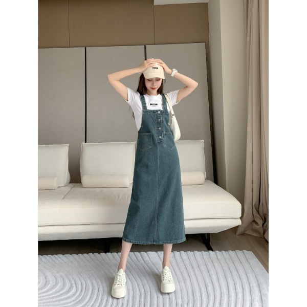 Fat mm denim suspender skirt 81