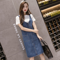 mid length denim suspender skirt 83