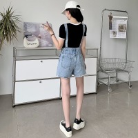 Raw edge ripped denim overalls 88