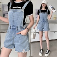 Raw edge ripped denim overalls 88