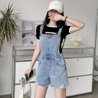 Raw edge ripped denim overalls 88