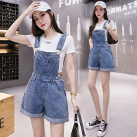 Vintage Rolled Crop Denim Bib Shorts 85