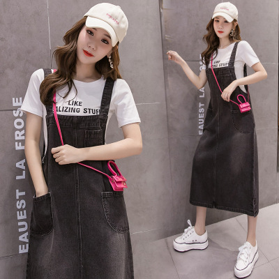 Casual all-match denim suspender skirt 102