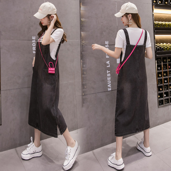 Casual all-match denim suspender skirt 102