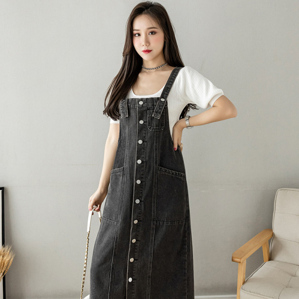 Casual all-match denim suspender skirt 104