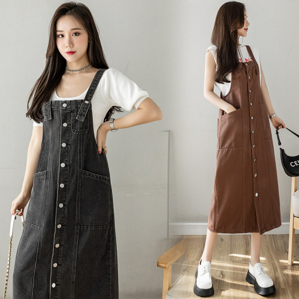 Casual all-match denim suspender skirt 104