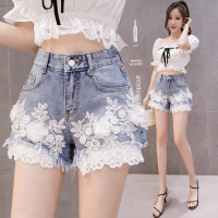 embroidered flower denim shorts 111