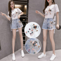 ripped floral high waist shorts 110