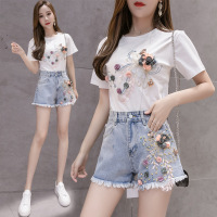 ripped floral high waist shorts 110