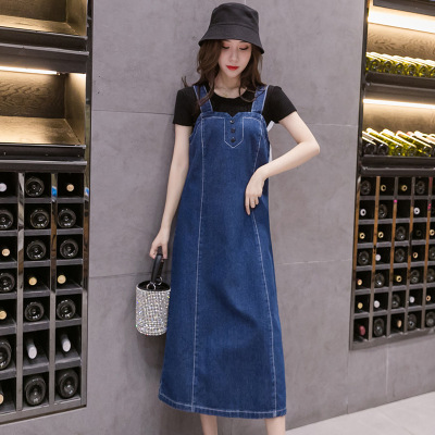 slim denim suspender dress 105