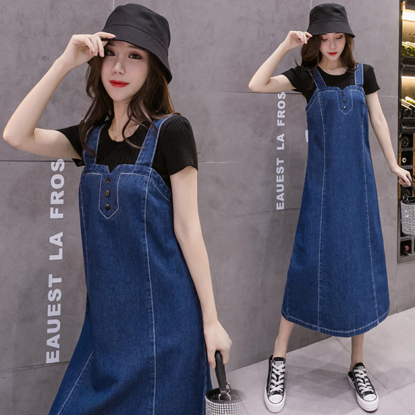 slim denim suspender dress 105