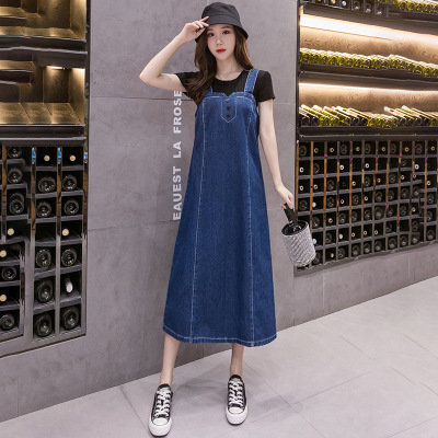 slim denim suspender dress 105