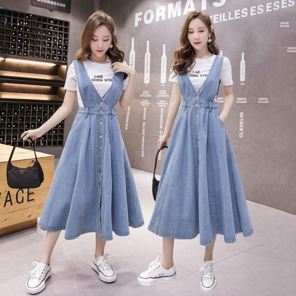 Waist slim denim suspender skirt 101