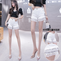 Diamond-embellished stretch denim shorts 135